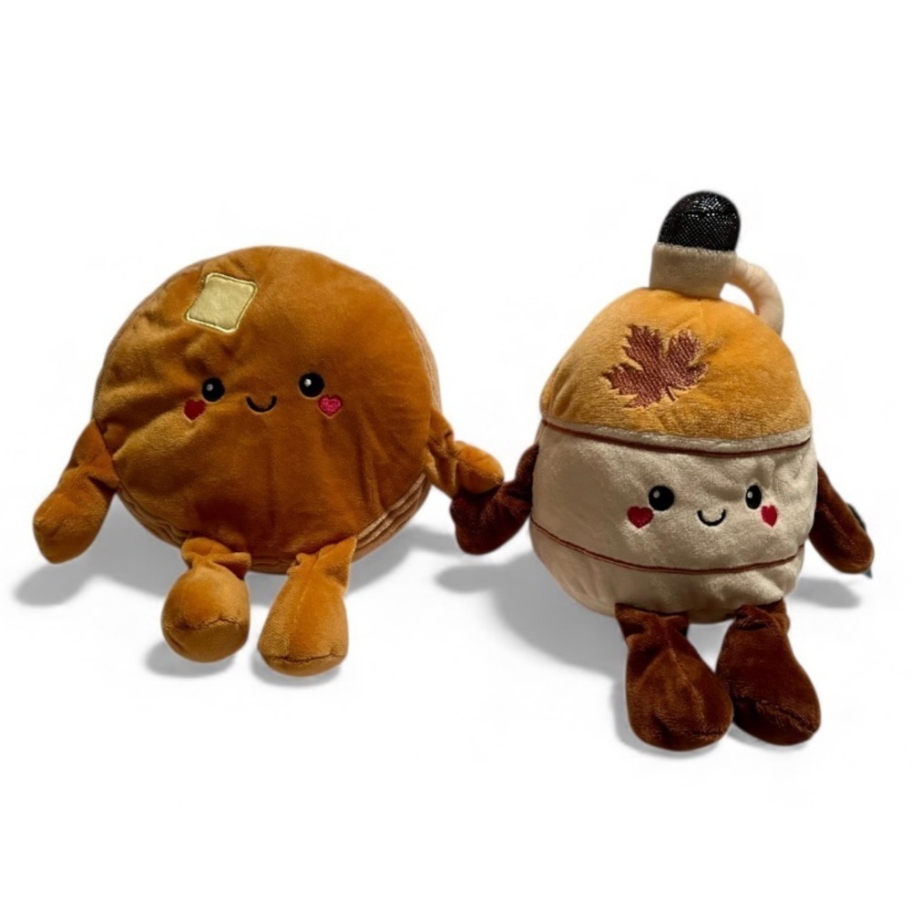 🥞 Play Right Hug Me Pancake & Syrup Plush Set – Linked Hands!